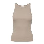 Gestuz Räfflad Slim Fit Top Beige, Dam