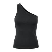 Gestuz Ribbad One Shoulder Top i Svart Black, Dam