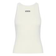 Gestuz Logo Tank Top & T-Shirts Svart Beige, Dam