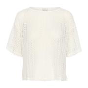 Kaffe Chalk T-shirt med Randigt Mönster White, Dam