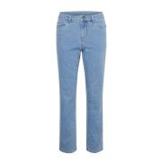 Kaffe Ljusblå Tvättad Denim Straight Jeans Blue, Dam