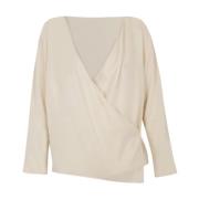 Cortana Silkeskorsad Blus Dolmanärmar Beige, Dam