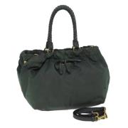 Prada Vintage Pre-owned Nylon handvskor Green, Dam