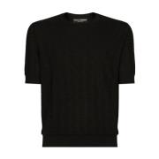 Dolce & Gabbana Svart Monogram Jacquard Crew Neck Sweater Black, Herr