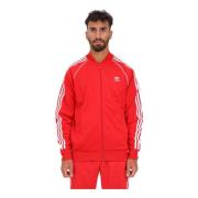 Adidas Originals Klassisk Zip Tröja Röd Sportig Passform Red, Herr