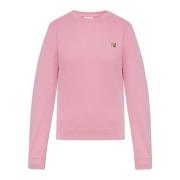 Maison Kitsuné Sweatshirt med Logo Patch Pink, Dam