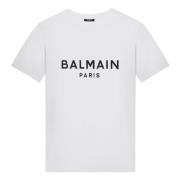 Balmain Short Sleeve Crew Neck T-Shirt White, Herr