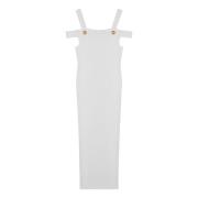 Balmain Midi Klänning för Kvinnor White, Dam