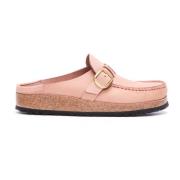 Birkenstock Rosa mockaskinn-tofflor med spänne Pink, Dam