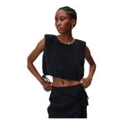 Undress Code Grafit Crop Top med Axelvaddar Black, Dam