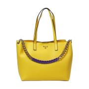 Pollini Gul Shopper Väska med Metallkedja Yellow, Dam