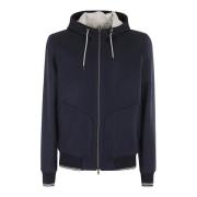 L.b.m. 1911 Ull Zip Hoodie Kontrast Trim Blue, Herr