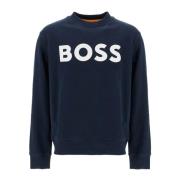 Boss Basic Crew Logo Sweatshirt Blue, Herr