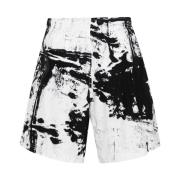 Alexander McQueen Vita Badshorts med Abstrakt Mönster Multicolor, Herr