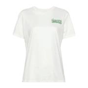 Ganni Vit Bomull Logo Print Crew Neck T-shirt White, Dam