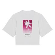 Palm Angels Kortärmad Crew Neck T-shirt White, Dam