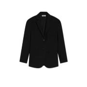 SoSUE Pinstripe Oversized Blazer Klassisk Komfort Black, Dam