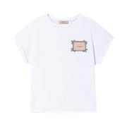 Twinset Vit T-shirt med logobroderi White, Dam