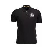 La Martina Elegant Polo med kontrasterande broderi Black, Herr