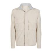 Eleventy Suede Overshirt Jacka Beige, Herr