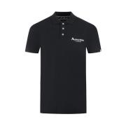 Aquascutum Klassisk Bomullspolo med Kontrasterande Logotyp Black, Herr