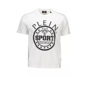 Plein Sport Vit Bomull T-shirt med Rund Hals och Kontrasterande Detalj...