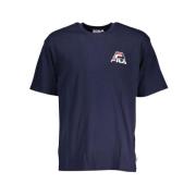 Fila Blå Bomull Kortärmad T-shirt med Tryckt Logotyp Blue, Herr