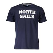 North Sails Blå Bomull T-shirt med Klassiskt Tryck Blue, Herr