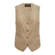 MOS Mosh Corduroy Vest Blazer i Tannin Beige, Dam