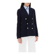 Polo Ralph Lauren Stickad Dubbelknäppt Blazer Blue, Dam