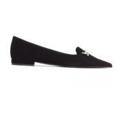 Roberto Festa Svart Mocka Spetsig Loafer Skor Black, Dam