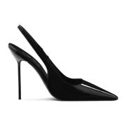 Paris Texas Svarta Slingback Sandaler i Lackläder Black, Dam