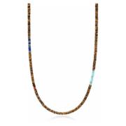 Nialaya Brown Tiger Eye Heishi Necklace with Blue Lapis and Turquoise ...