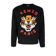 Kenzo Svart Tiger Broderad Tröja Black, Herr