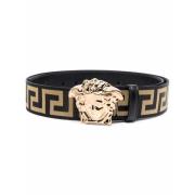 Versace Svart Metall Medusa Logo Bälte Black, Herr