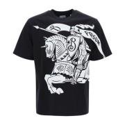 Burberry Equestrian Knight Design Printed T-Shirt Black, Herr