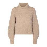 Designers Remix Elegant Alpacka Ull Cropped Tröja Beige, Dam