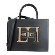 Elisabetta Franchi Svart Shopper Väska med Dragkedja Black, Dam