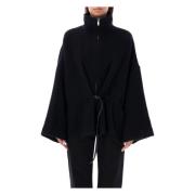 Rick Owens Svart Ull Cape Jacka Black, Dam