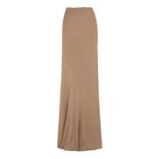 Cortana Asymmetrisk Sidens Stretch Maxi Kjol Brown, Dam