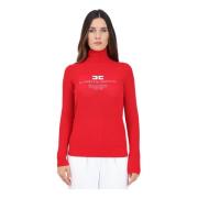 Elisabetta Franchi Röd hög hals tröja med logodetalj Red, Dam