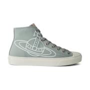 Vivienne Westwood Pärlgrå High-Top Sneakers Logo Gray, Herr