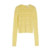 Sportmax Perforerad Stickad Tröja Yellow, Dam