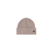 Busnel Beige Ribbstickad Merinoull Beanie Beige, Dam