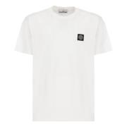 Stone Island Vit Bomull T-shirt med Logotyp White, Herr