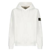 Stone Island Vit Bomullshoodie med Logopatch White, Herr