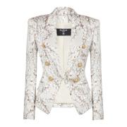 Balmain 6-knappig satinjacka med Röda vinbärs tryck Multicolor, Dam