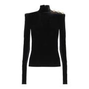 Balmain Långärmad sammetstopp Black, Dam