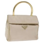 Prada Vintage Pre-owned Nylon handvskor Beige, Dam