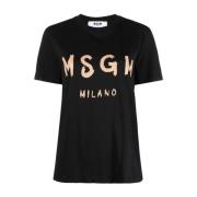 Msgm Svart Tee T-shirt Klassisk Stil Black, Dam